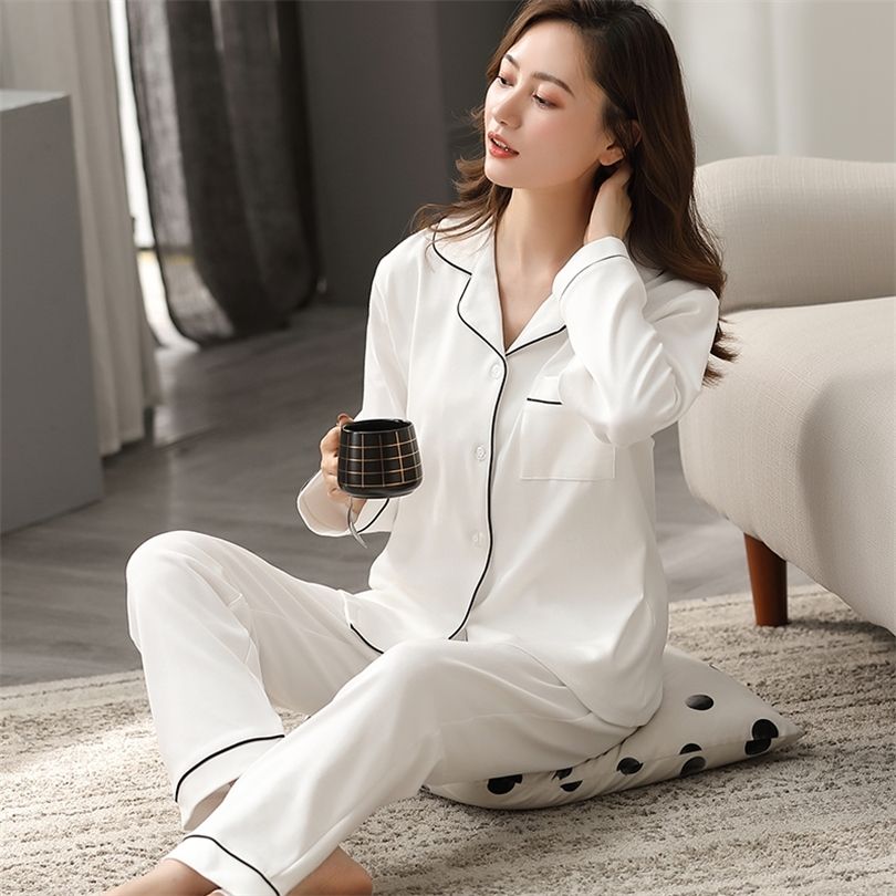 Pijamas 100% Algodón Para Mujeres PJ Mangas Completas Pijama Mujer Invierno Button Down Winter Sleepwear Set Pijamas 220329 De 27,19 | DHgate