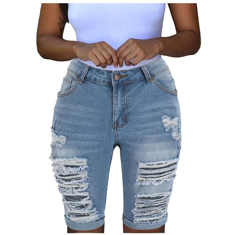 Best And Cheapest Womens Shorts Womens Shorts 2022 Summer Denim Short Jeans  Women Sexy Mid Waist Hole Ripped Fashion Casual Slim Lady Pants Streetwear  For Sale | DHgate.Com