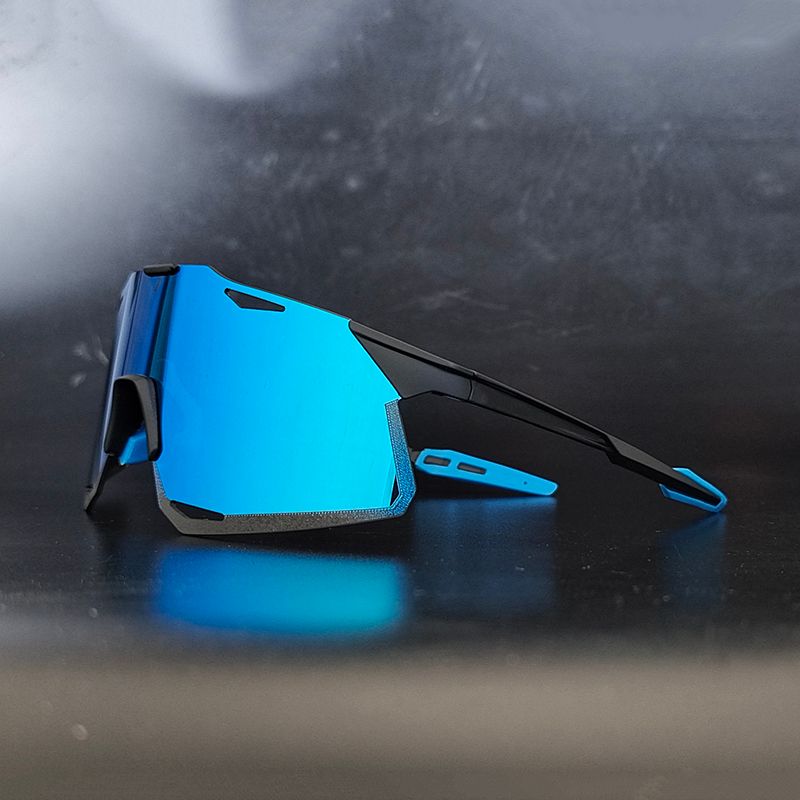 black frame blue lens