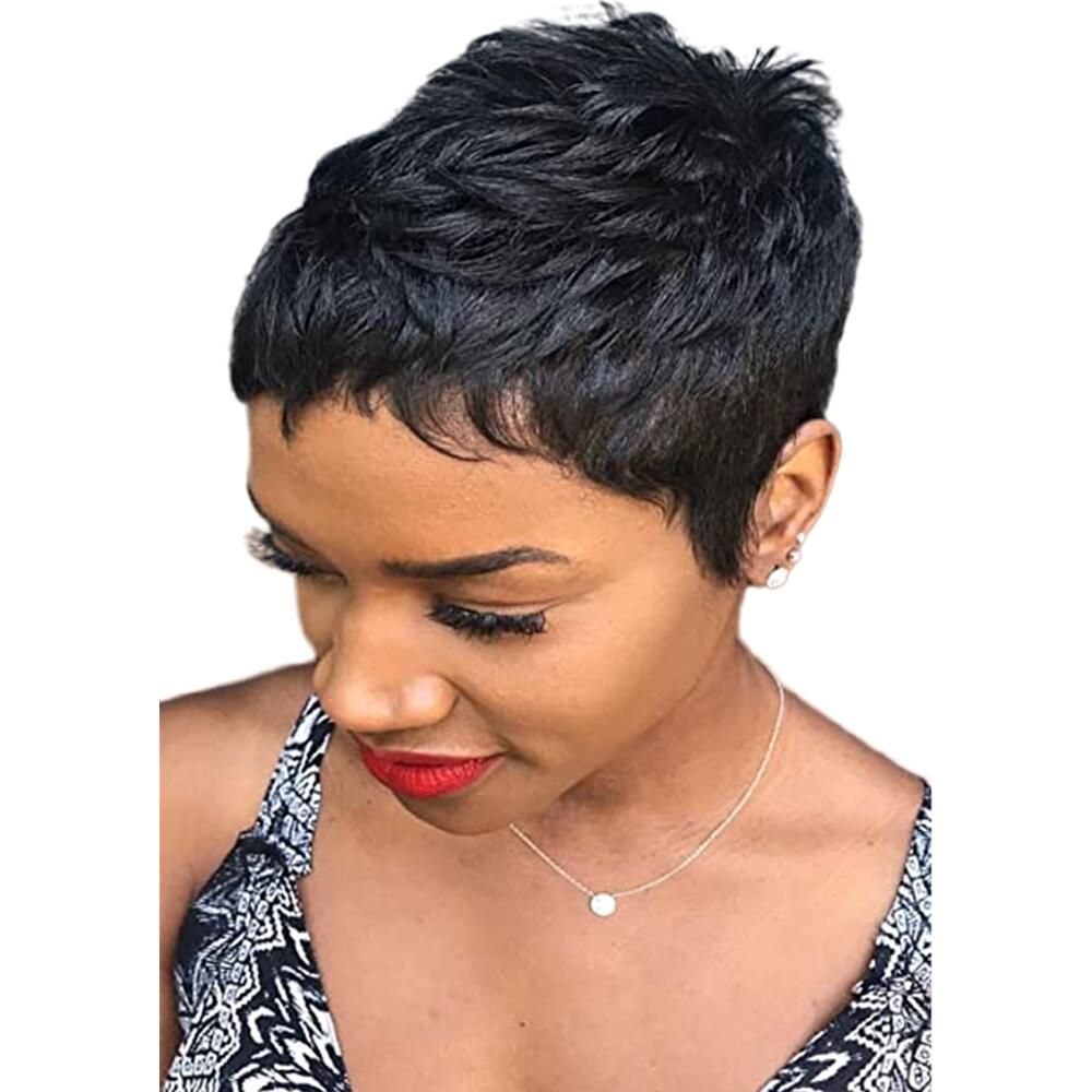 Pixie Cut Short Wavy Glueless Layered Boy Wigs for Women Brazilian Human Hair Non-lace Black Curly Wigs Pixie Cut Short Wavy Glueless Layered Boy Wigs for Women Brazilian Human Hair Non-lace Black Curly Wigs