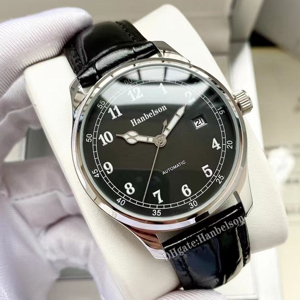 White Dial Black Leather Strap