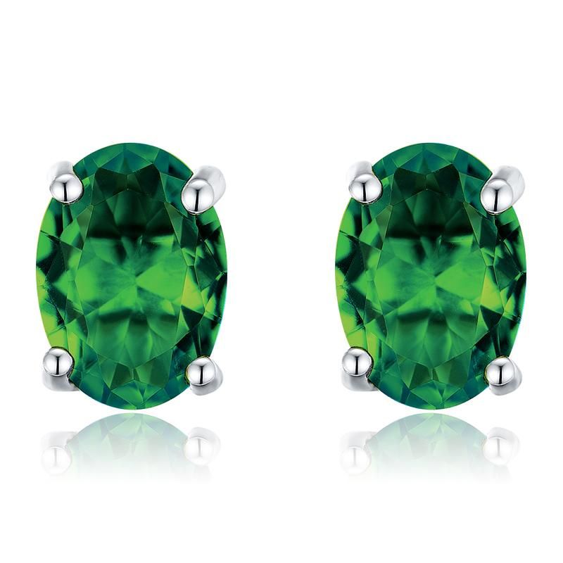 Rhodium chinois-vert ovale plaqué