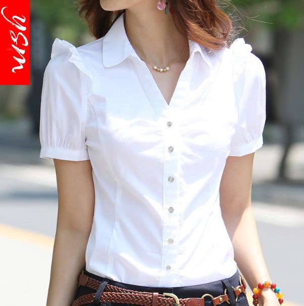 Talla 5xl verano manga algodón camisas señoras oficina ropa elegante blusa feminina blanco