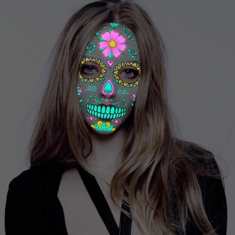 Halloween Face Tattoos 2022 Luminous Halloween Tattoo Stickers Body Art Makeup Party Festival Skull Bone Face Jewel Makeup Sticker For Carnival Night Clubbing Holiday Gift 2022 From Prettyrose 0 93 Dhgate Mobile
