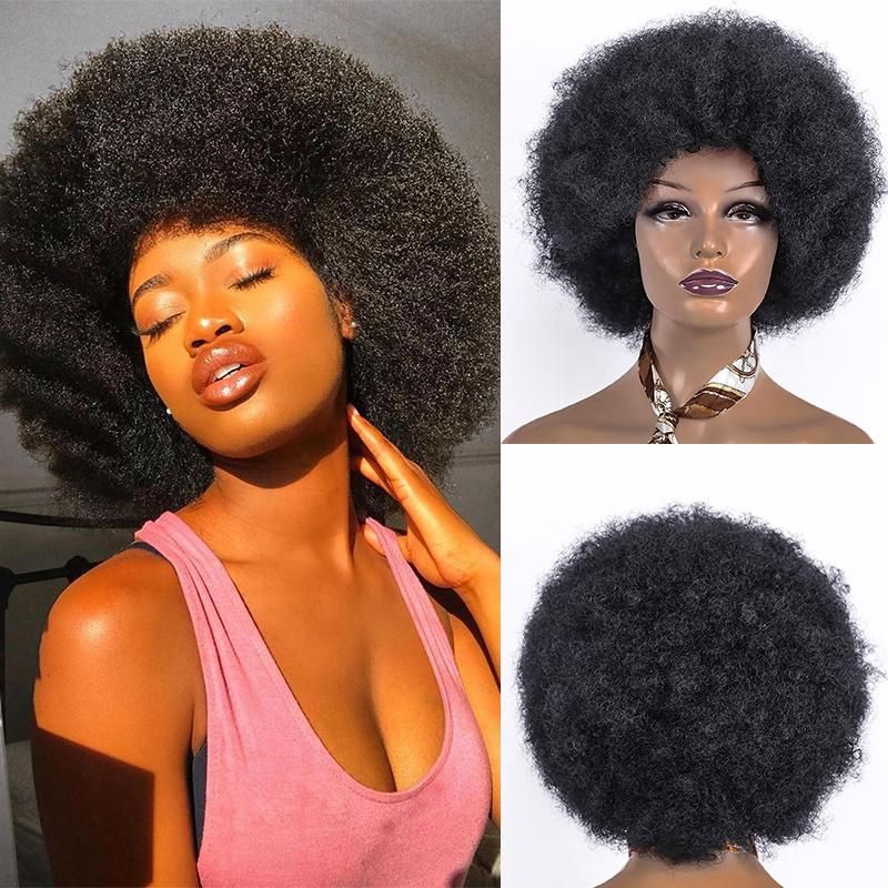 Synthetic Wigs Afro Short Wig Kinky Curly Soft And Thick Black For Women  Cosplay Hair Daily Use Fashion Looks SexySynthetic
