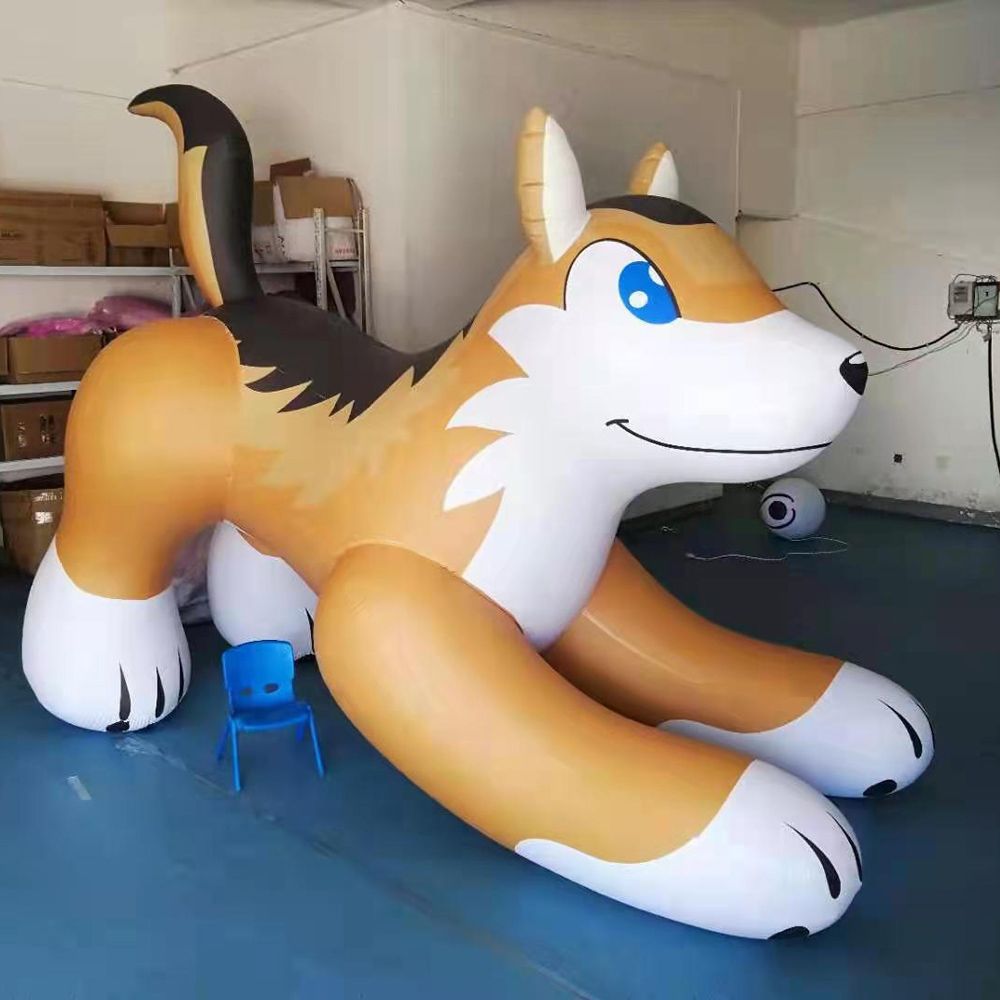 Custom cute giant inflatable wolf model air sealed pvc cartoon animal toy for outdoor advertising Custom cute giant inflatable wolf model air sealed pvc cartoon animal toy for outdoor advertising
