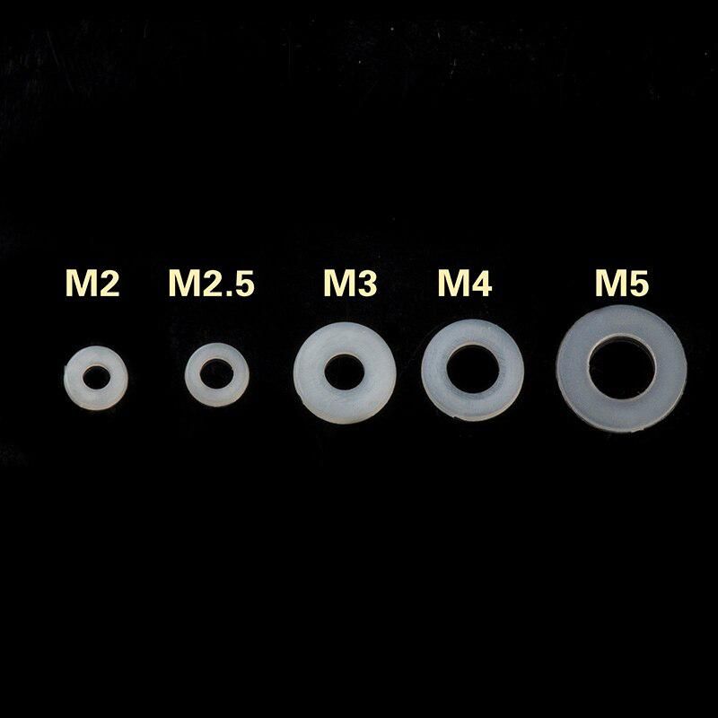 100Pcs/ Set White Plastic Nylon Washer M5 M6 Nylon Flat Spacer Seals Gasket Ring 
