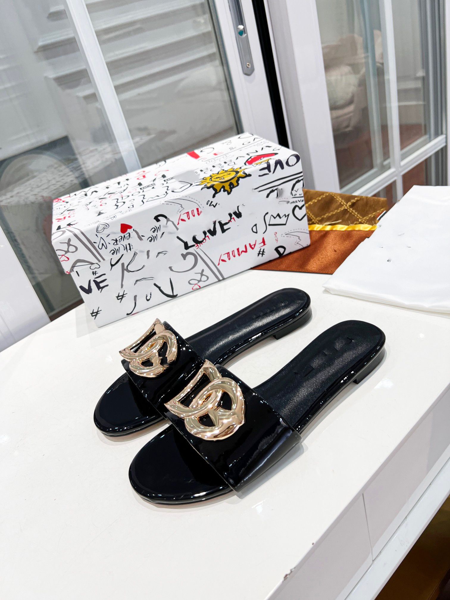 Beige sales mule slippers