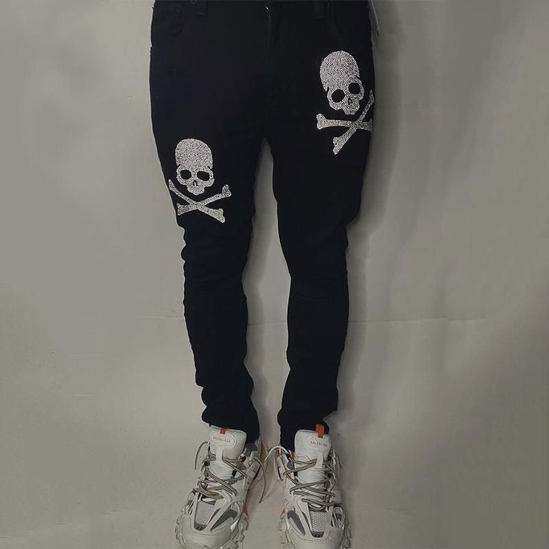 Mens Jeans Y2k Man Black Stretchy 