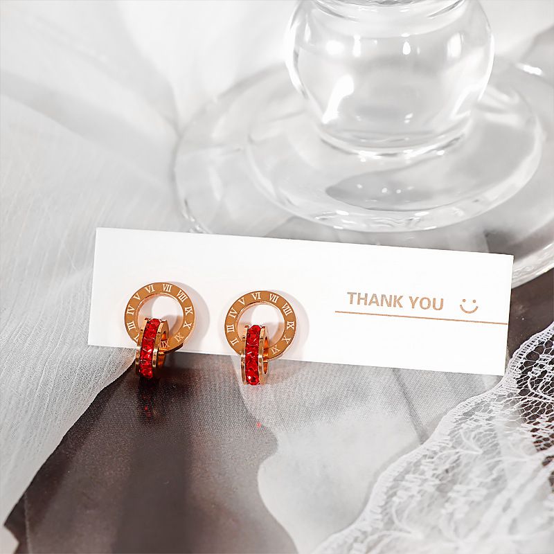 Rose Gold Red Earring(No Box)