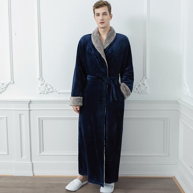 Homens Fur Robe Navy-M