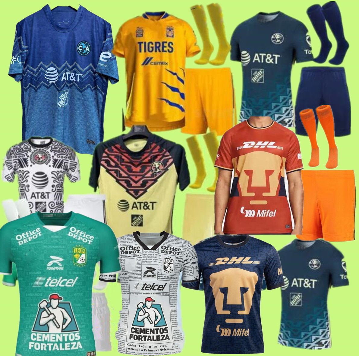 Adult Kids Kit Liga Mx 22 23 Club Club Leon America Soccer Jerseys Leon Third 22