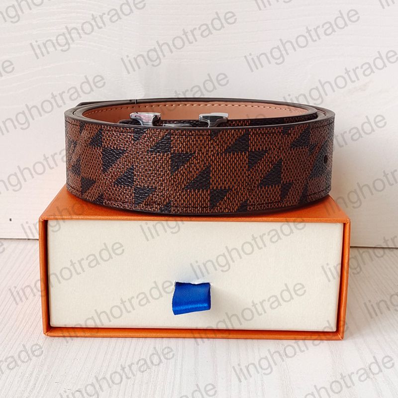 damier brown+silver buckle