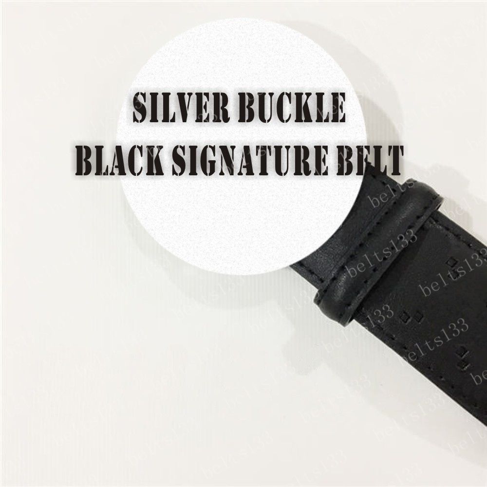 #G15 silver buckle black signature belt