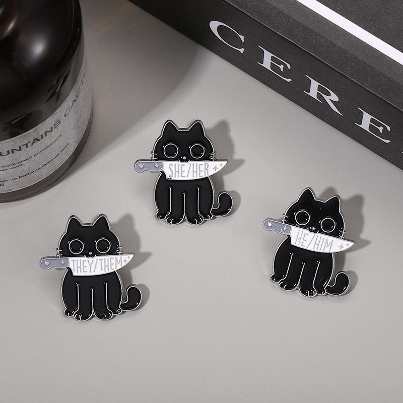 Broches Esmaltados De Gatos Preto E Branco, Broches De Gatos, Mochila De  Desenho Animado, Presentes De Joias Para Amigos - Broches - AliExpress