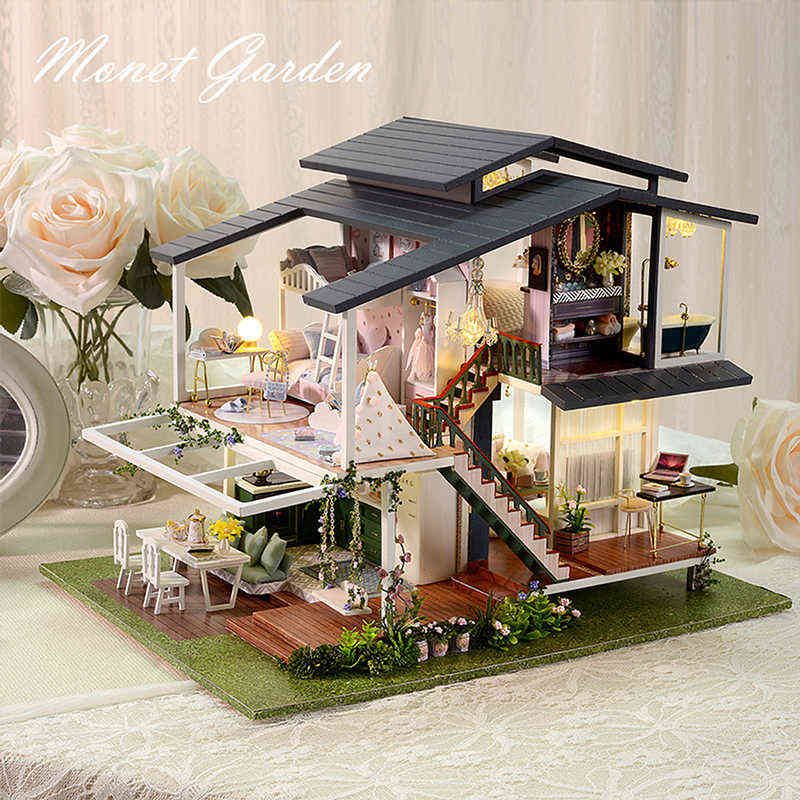 CUTEBEE DIY Dollhouse Wooden Miniature Mini Doll House with Garden