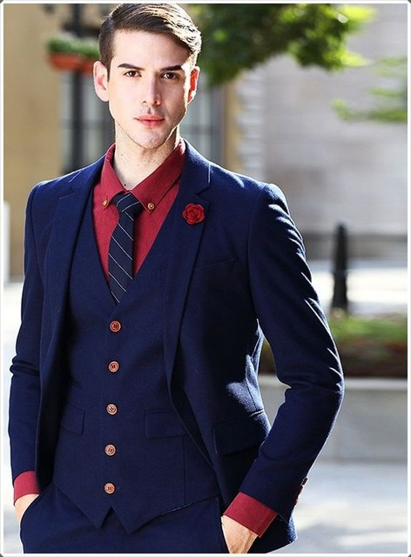 Skinny Tuxedo Blazer Jacket+Vest+Pants 
