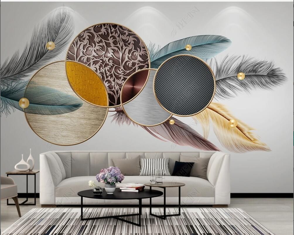 3d wallpaper custom photo mural Modern Light Luxury Geometric Feather painting TV background wall home decor 3d wallpaper custom photo mural Modern Light Luxury Geometric Feather painting TV background wall home decor