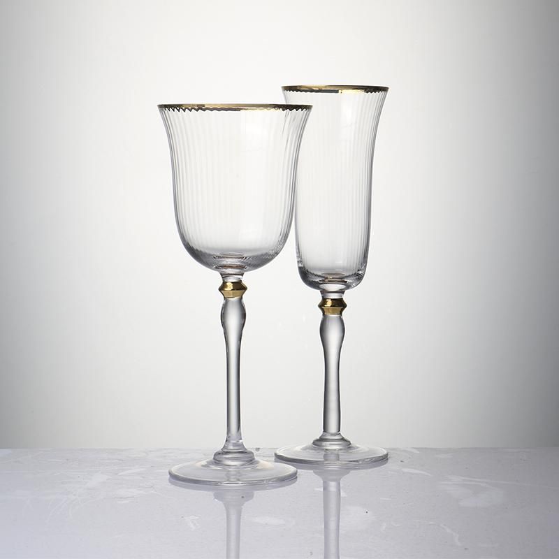 Juego de copas de vinos de 2 copa de cristal de plomo con con plomo