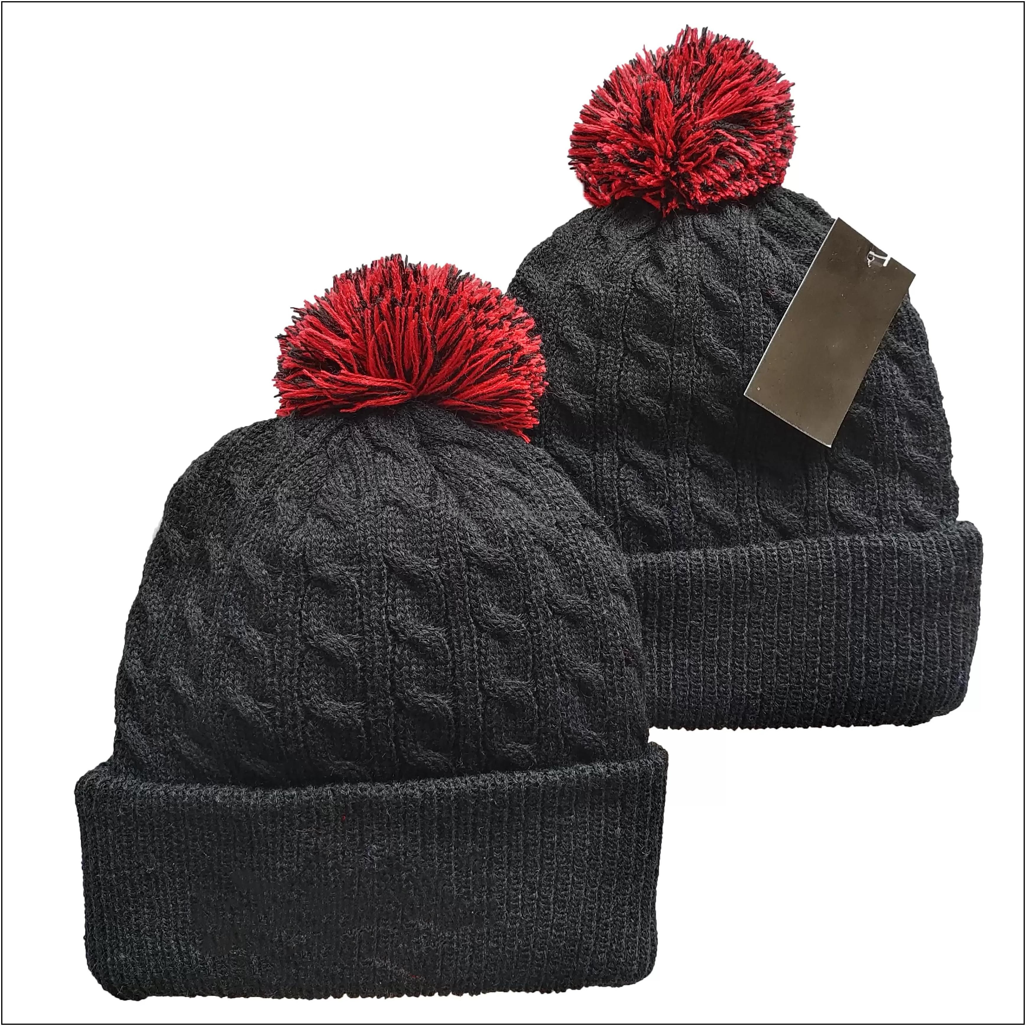 New Beanies Sport Pom Knit Hat Black 