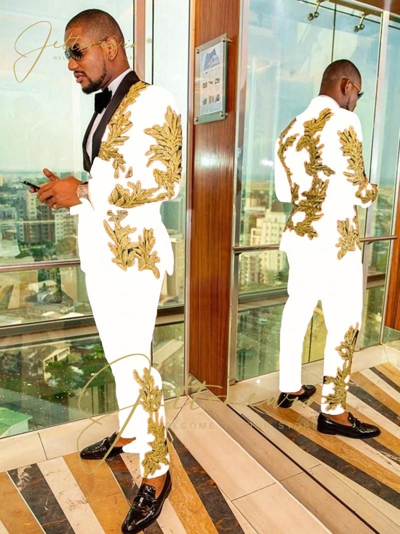 Compra Trajes Para Hombres Blazers Jeltoin 2022 Groom De Lujo TUXEDOS DE  BODA JUEGOS DE LESTIENCIAS DE ORO APLICA APLICA APLICA BLANCA HOMBRES SLIM  FIT SOSTUCHE HOMME MATRIMIENTE PROM Barato | Entrega