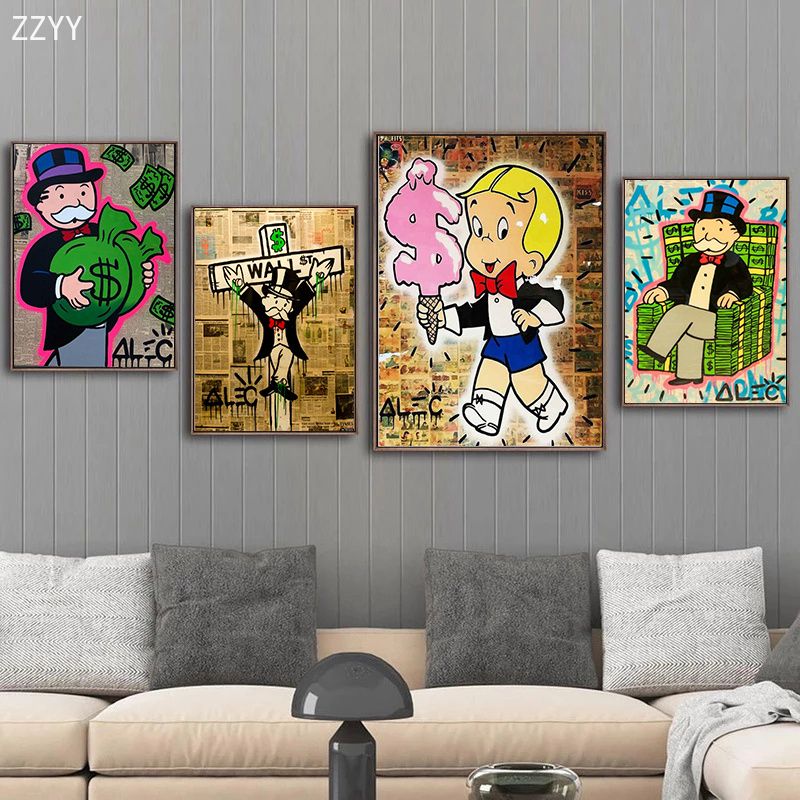 Home Decoration Canvas Monopoly Money Pop Art