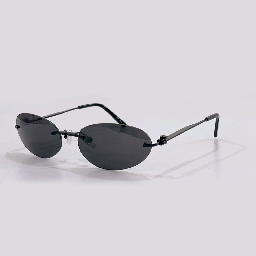 Stylish Black Oval Rimless Oval Shape Sunglasses For Women And Men