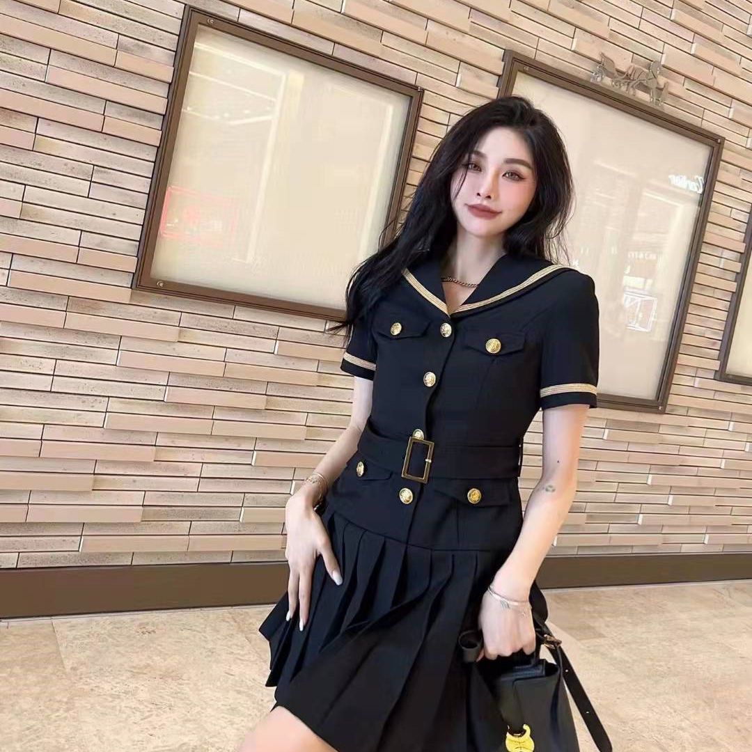 Women Pleated Graduation Dress Lady 