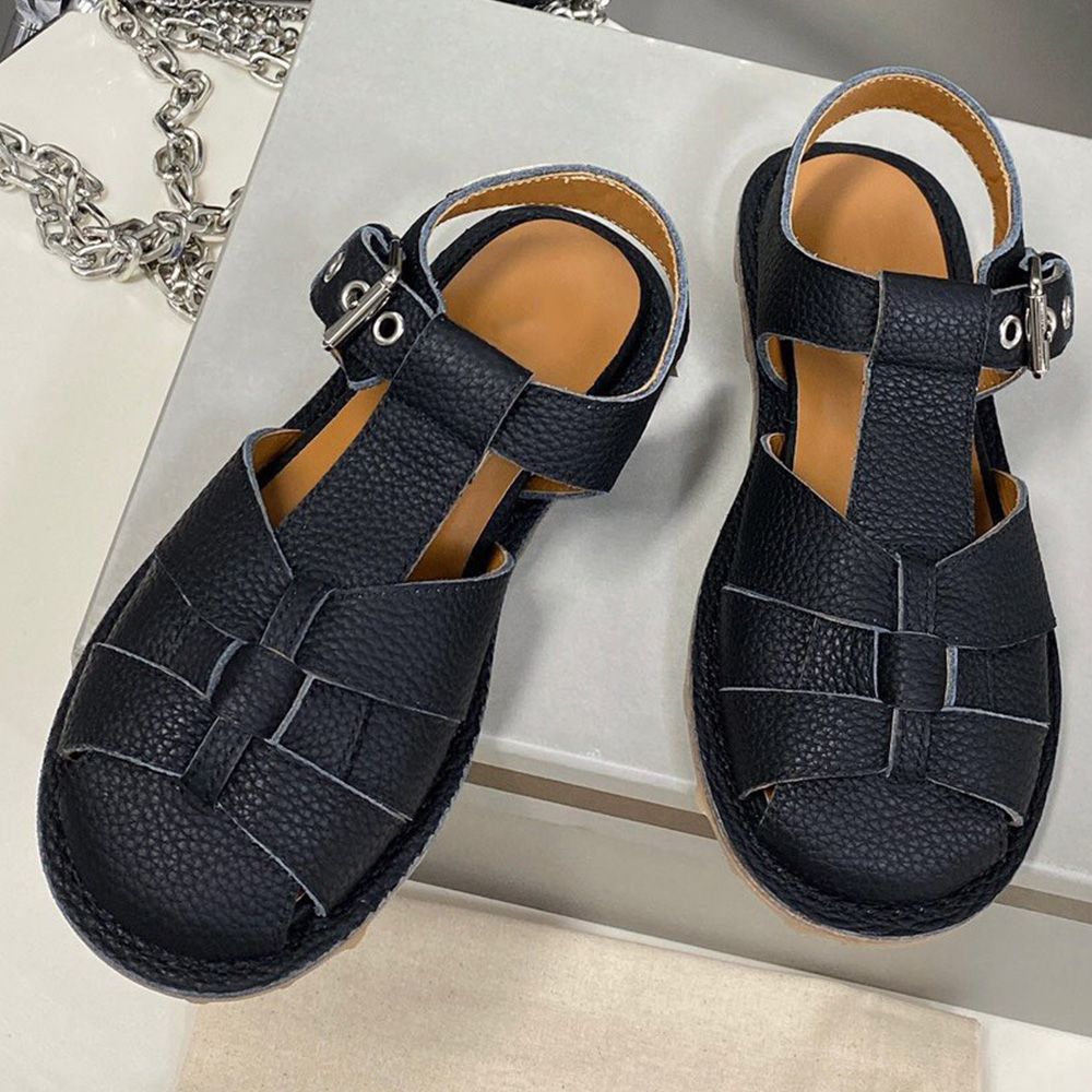 Ladies leather luxury designer sandals spring and summer the latest hot horse  hair Roman style pig