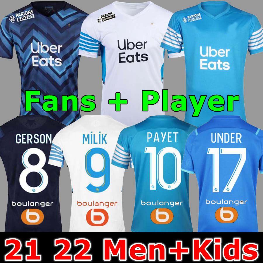 Mejor Precio En A Granel Player Version 21 22 Marseille Soccer Jerseys Olympique Milik Maillot De Foot Om 2021 2022 Camiseta PAYET THAUVIN BENEDETTO MEN KIDS Football Shirt Rainbow Numbers - Envío