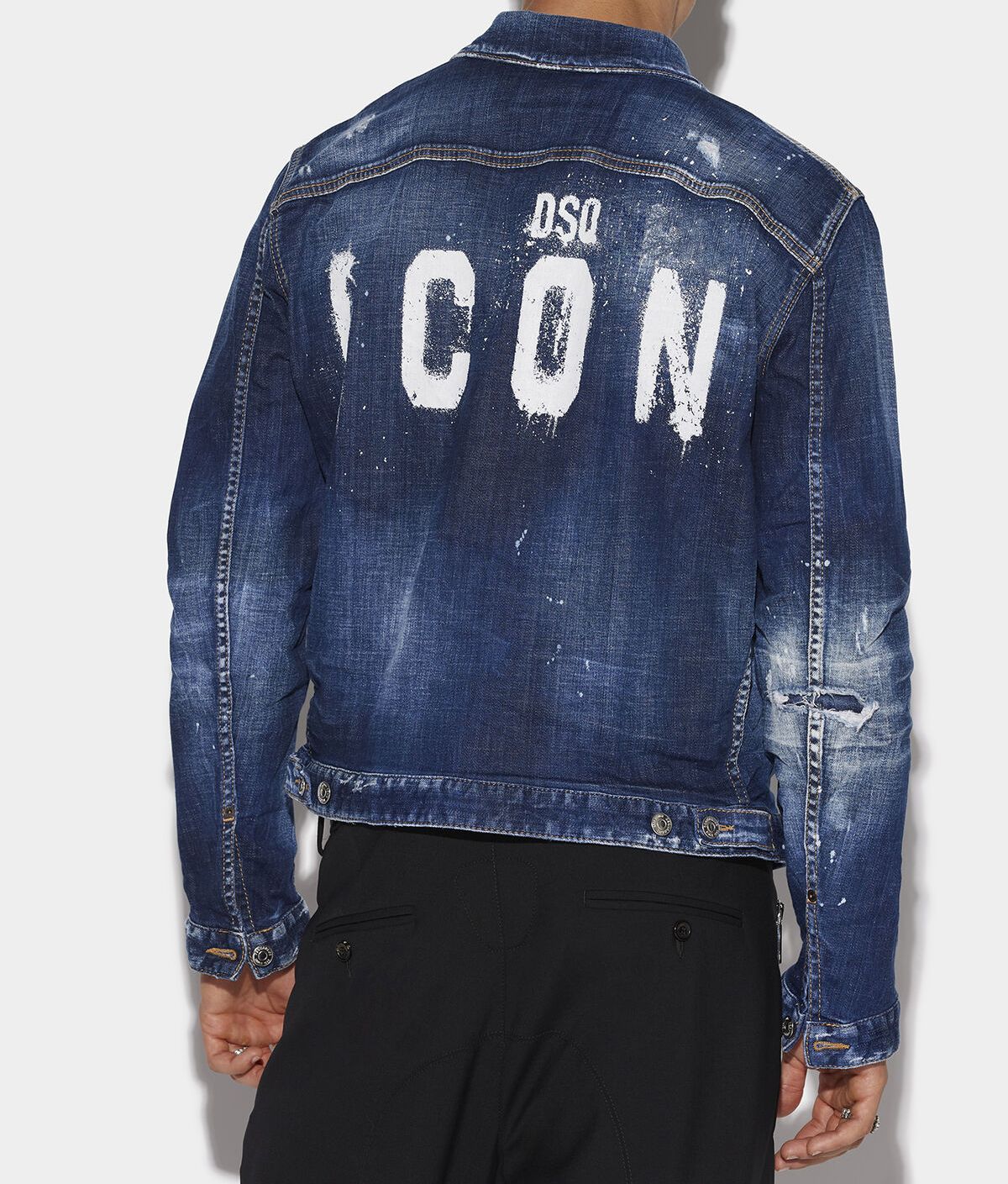 DSQ Denim Jackets Men Coat Dark Blue 