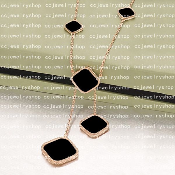 Rose gold + Black (6 Flower Necklace