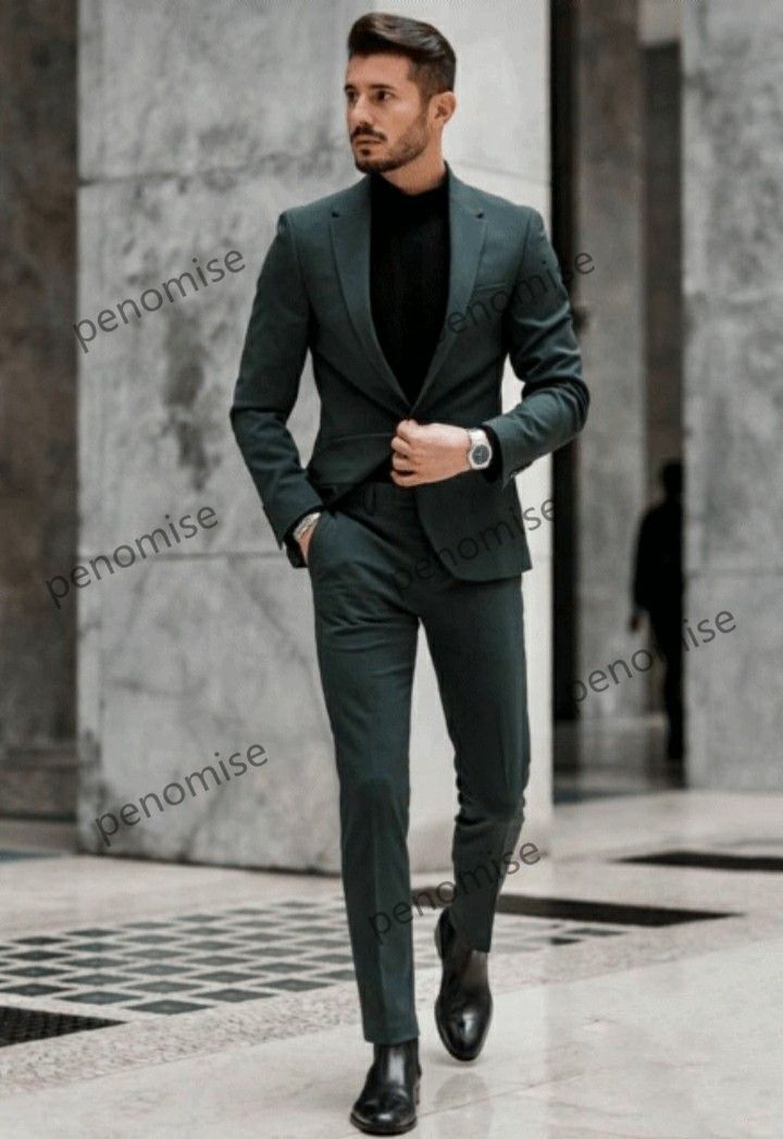 Handsome Mens Solid Blazer Suits Two 
