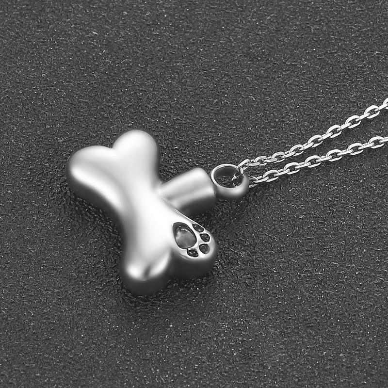 Unhänger Halskette Héichqualitéit Edelstahl Knachdrock Hond Hausdéier Kleng Urn Krematiounsasche Souvenir Bijouen Unhänger_voghion.com