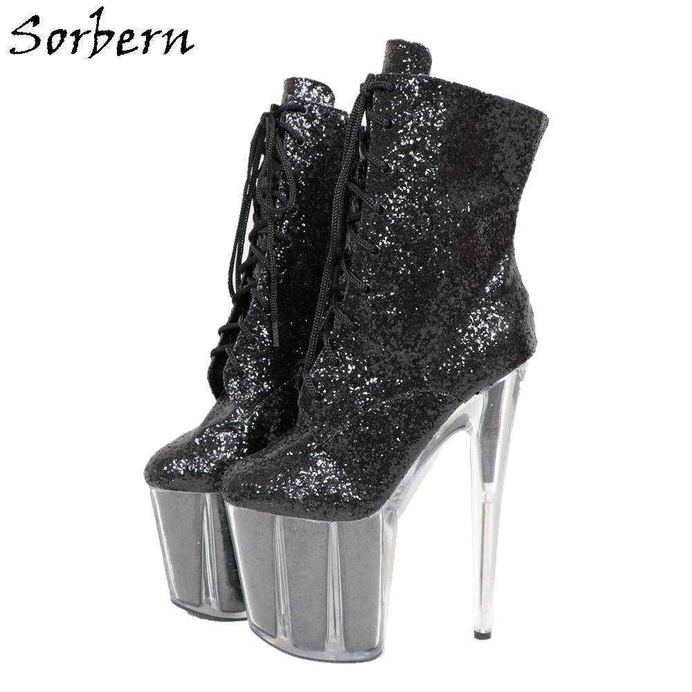 Sorbern Black Sequins Ankle Boot For 