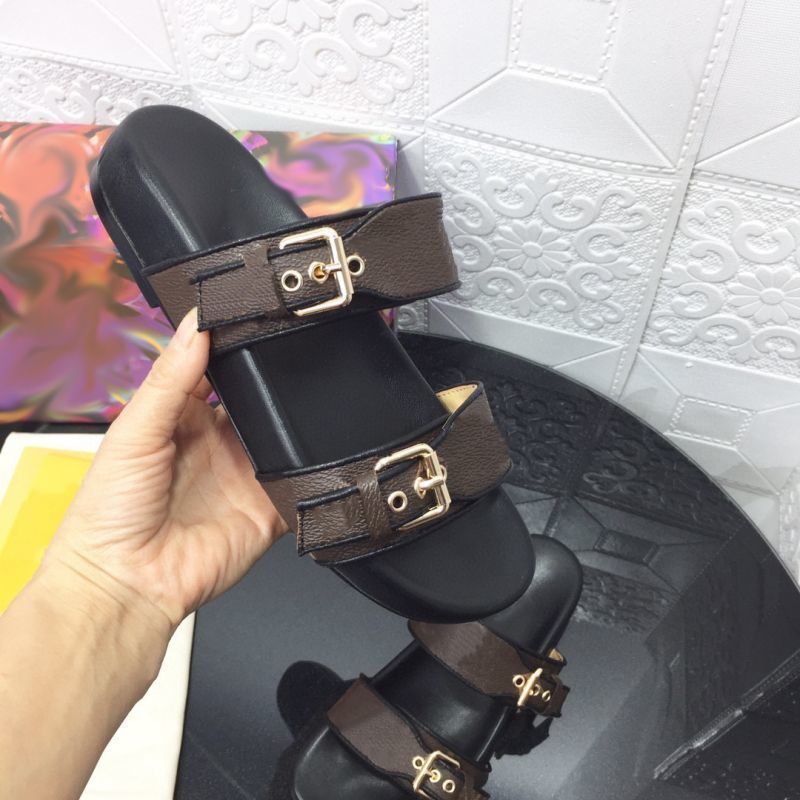 Bom Dia Sandals Designer Slipper Mulheres Slides Patente Canvas Sapatos de Mula plana Couro de fundo Bom Dia Sandals Designer Slipper Mulheres Slides Patente Canvas Sapatos de Mula plana Couro de fundo