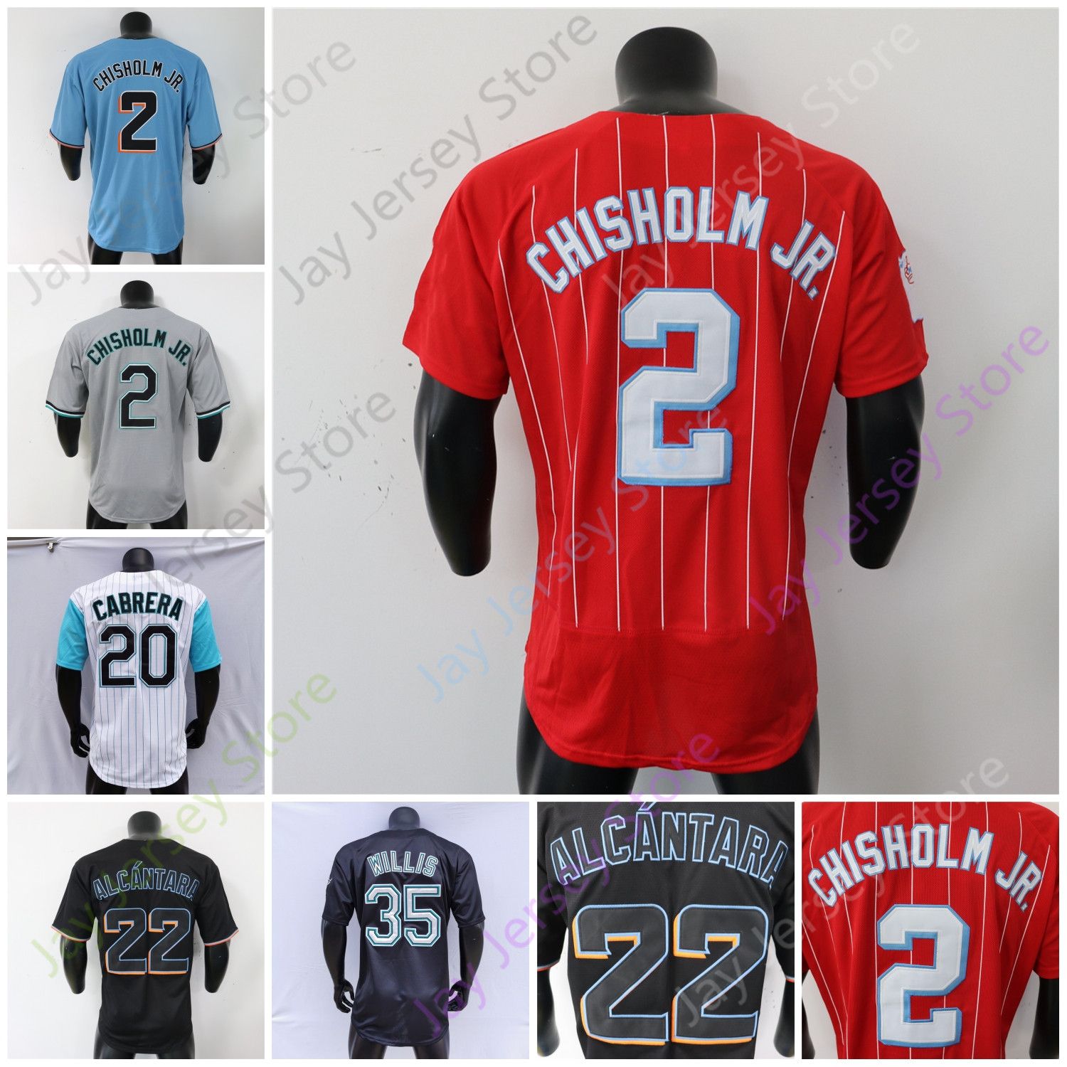 2 Jazz Chisholm Jr. Jersey Miguel Cabrera Sandy Alcantara Dontrelle Willis  Grey Black Florida Fans City Player From Davidjersey, $19.08