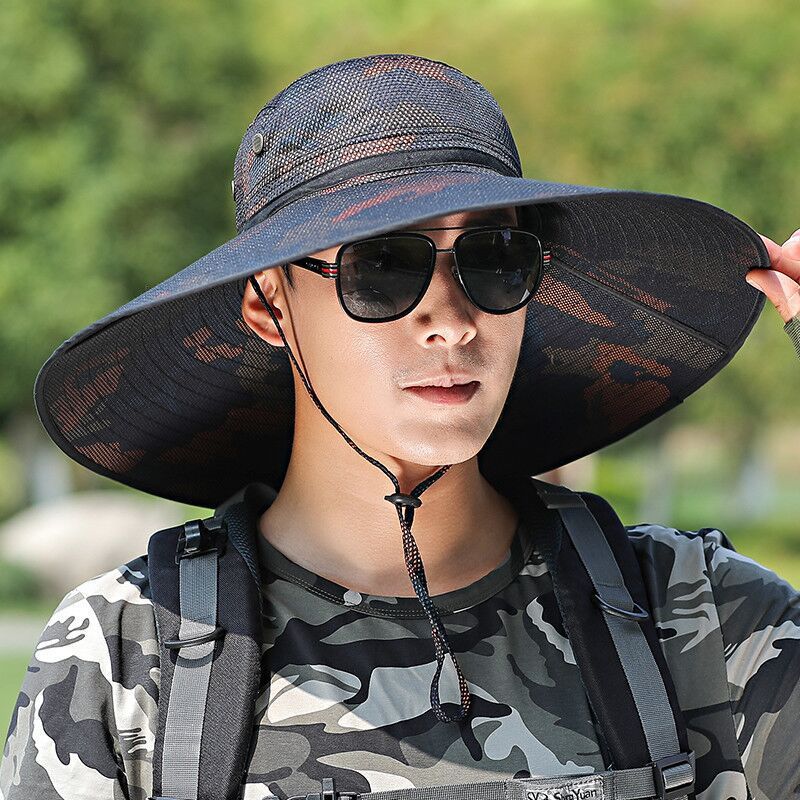 Big Brim Man Fishing Hats Printed Sun 