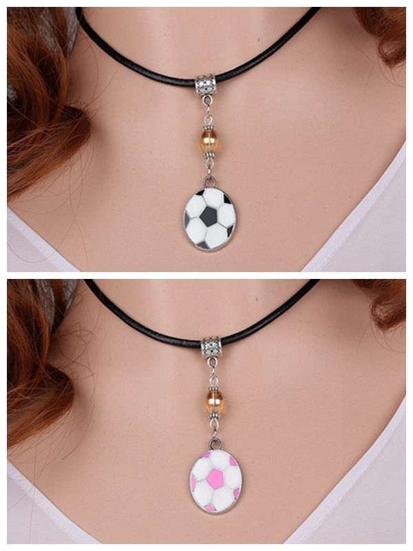 Wholesale Vintage Silver Enamel Football Soccer Charms Choker Genuine