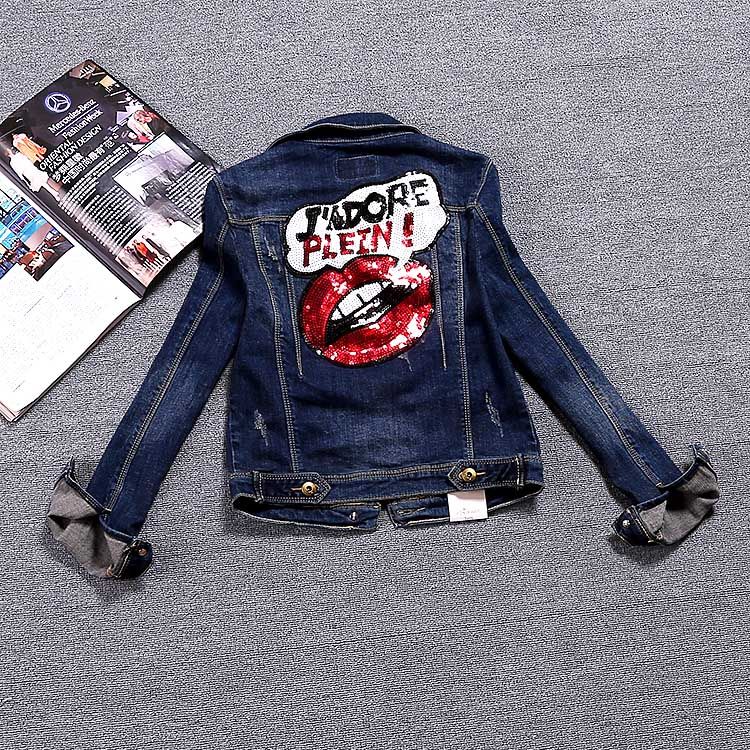 jaqueta jeans com lantejoulas