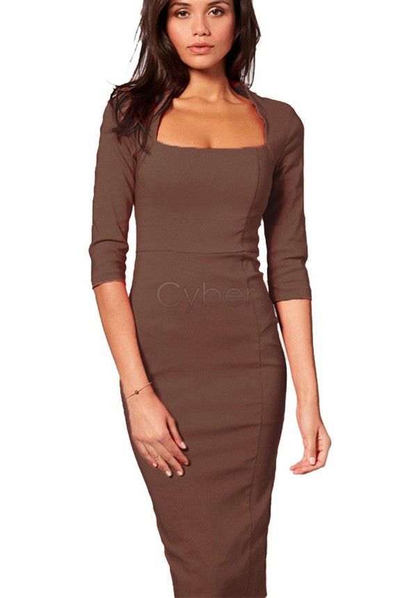 calf length dresses with sleeves