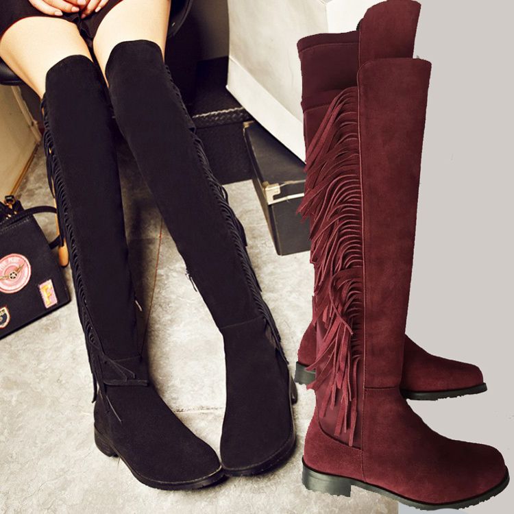 maroon flat boots