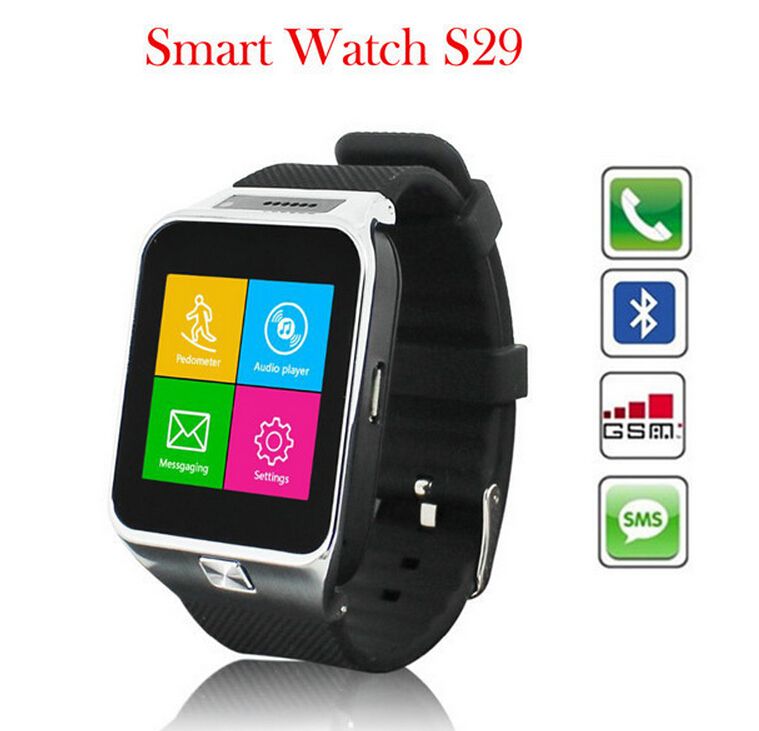 Hot S29 Bluetooth Smart Watch SIM Teléfono Reloj De Pulsera 1.3 MP Cámara  Smartwatch Podómetro Para IPhone6 \u200b\u200bSamsung S6 Android OS Teléfono  Inteligente DHL Gratis Por Skyl, 31,63 € | Es.Dhgate.Com