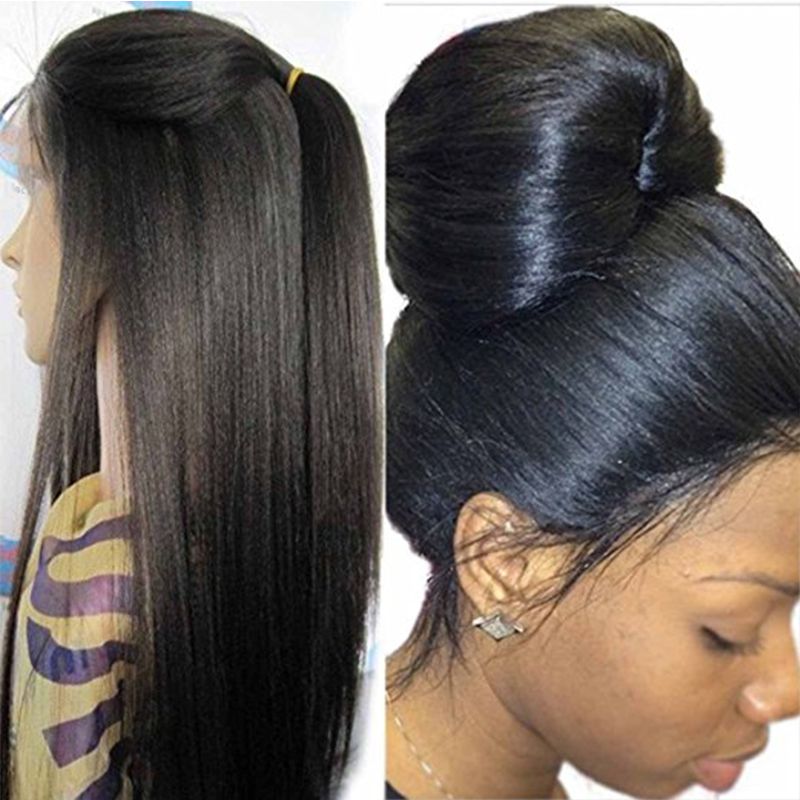 Acheter 130 Density Italien Full Lace Perruque De Cheveux Humains Pour Les Femmes Noires Femme Brésilienne De Cheveux Sans Colle Lumière Yaki Straight Lace Front Perruque Avec Les Cheveux De Bébé De