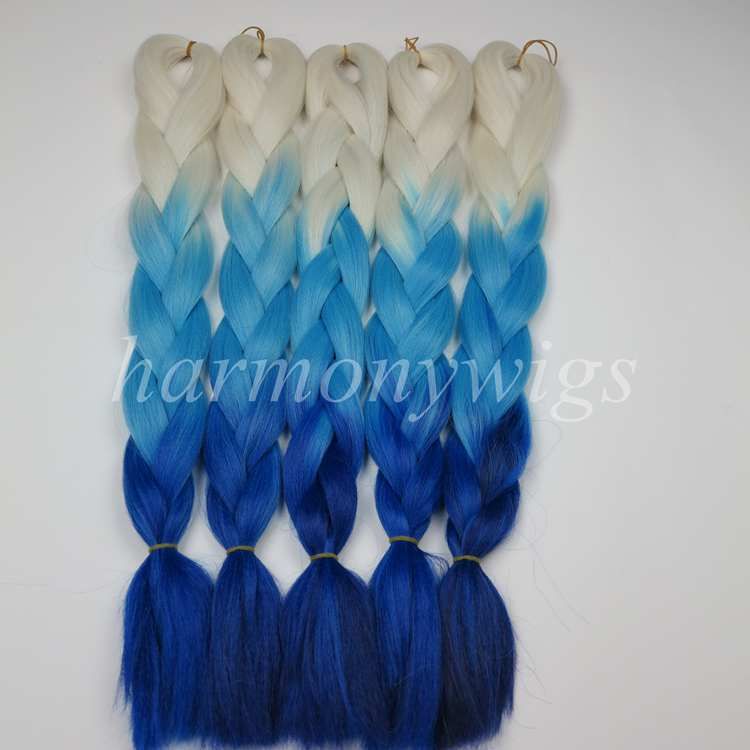 2019 Kanekalon Jumbo Braid Hair Blonde Light Blue Dark Blue 100g