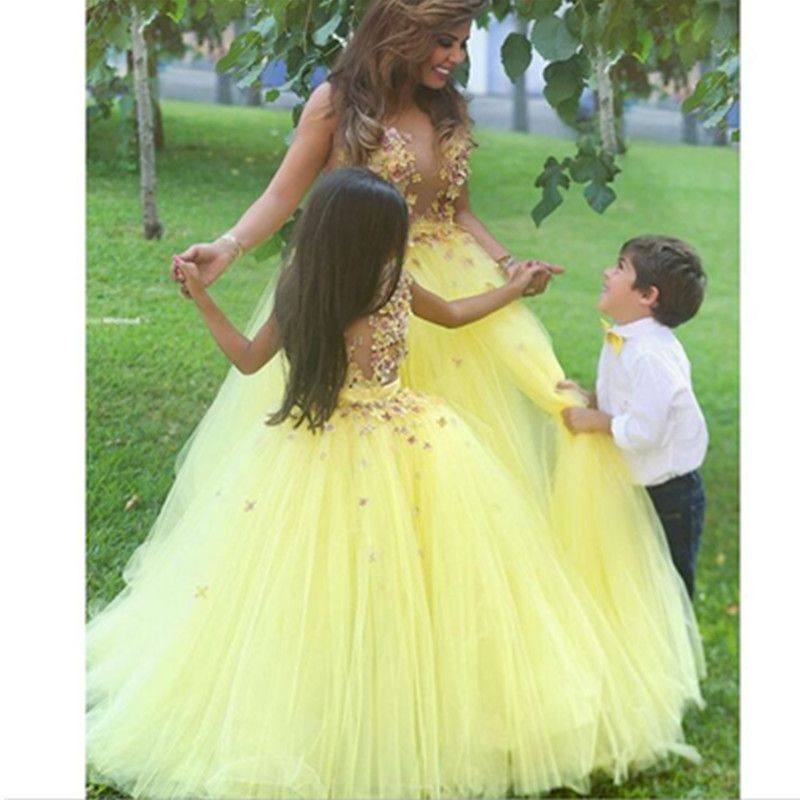 yellow ball gown for kids