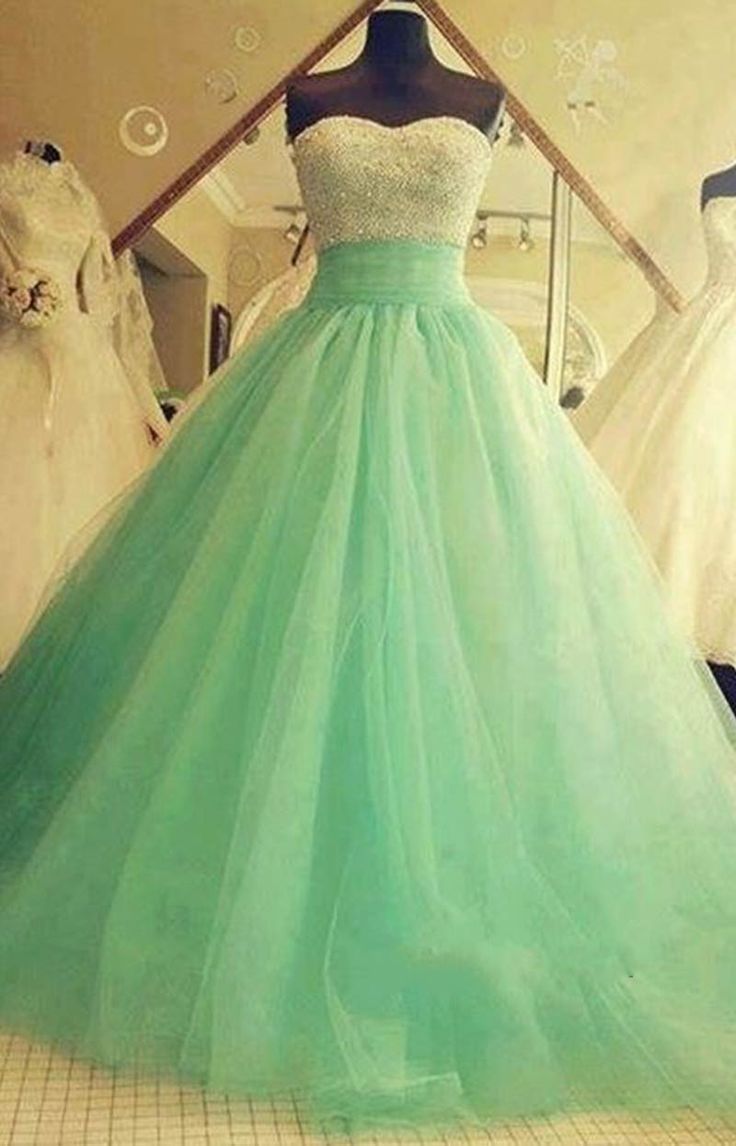 Mint Green Long Ball Gown Prom Dresses 2015 Fashion Women Sleeveless