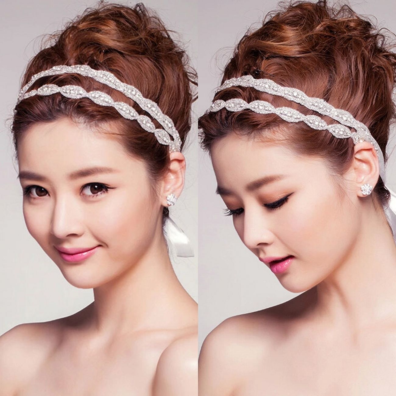 2015 Vintage Headbands Double Bar Diamond Hair Bands For Bridal
