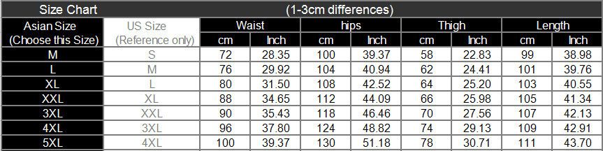 6xl Pants Size Chart