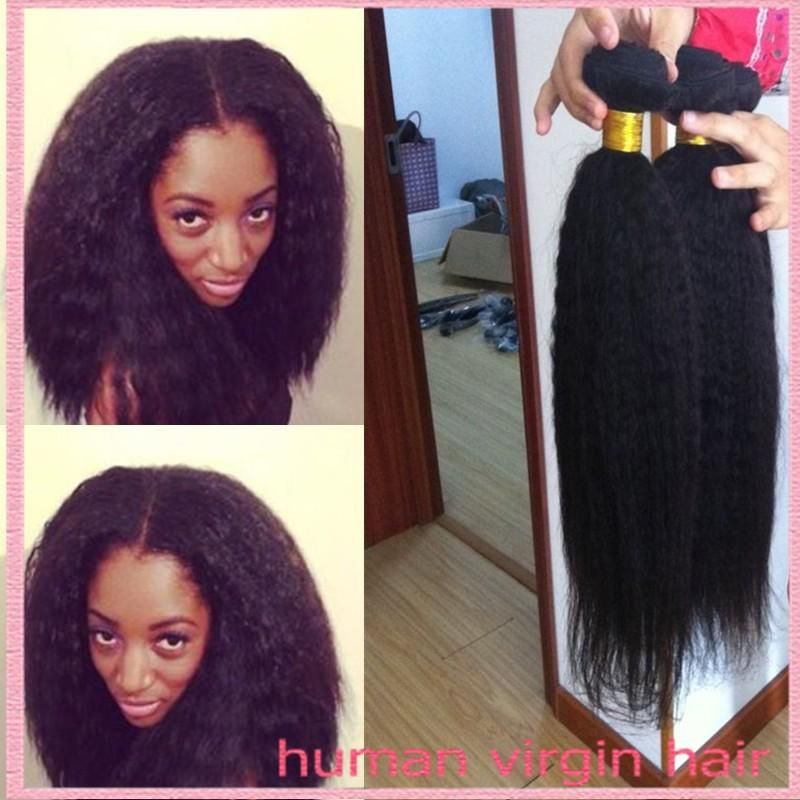 8a Mongolian Pure Coarse Yaki Italian Yaki Human Hair Extensions